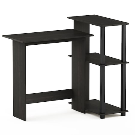 Furinno 16086R1EX-BK Abbott Corner Computer Desk with Bookshelf - Espresso & Black 16086R1EX/BK